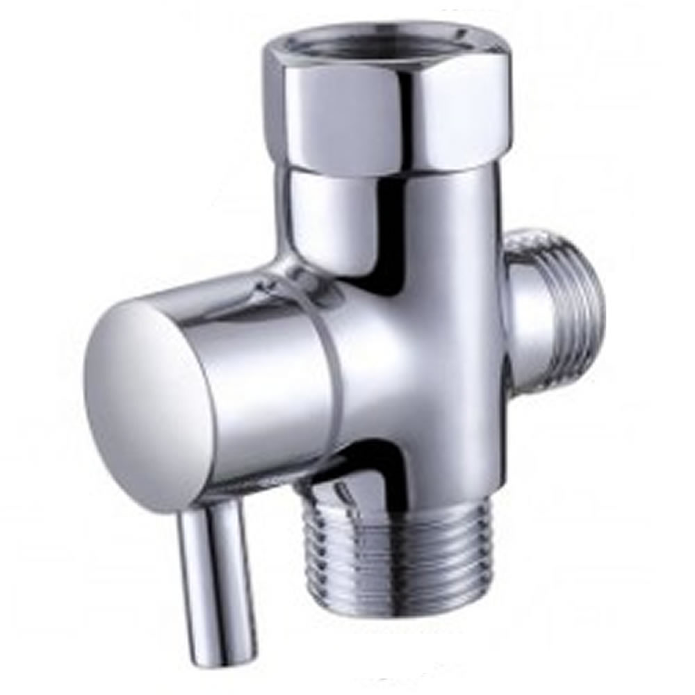 The stainless steel T-valve that fits between the cistern and the supply line